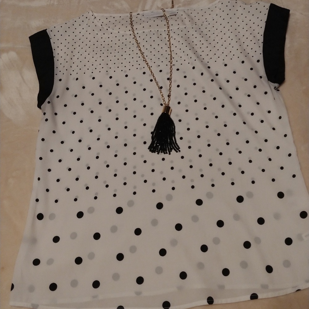 White Polka Dot Top